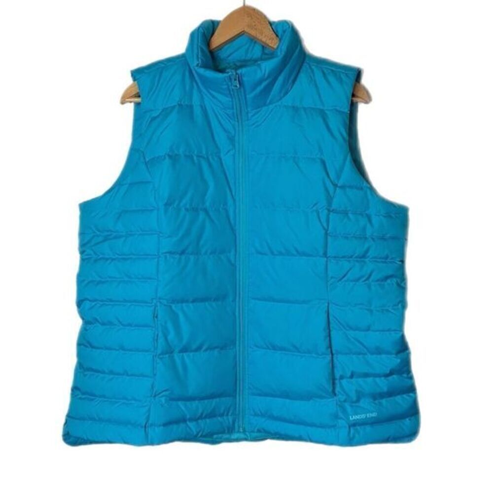 Lands’ End Turquoise Allied Feather + Down Puffer Jacket Lightweight Women’s